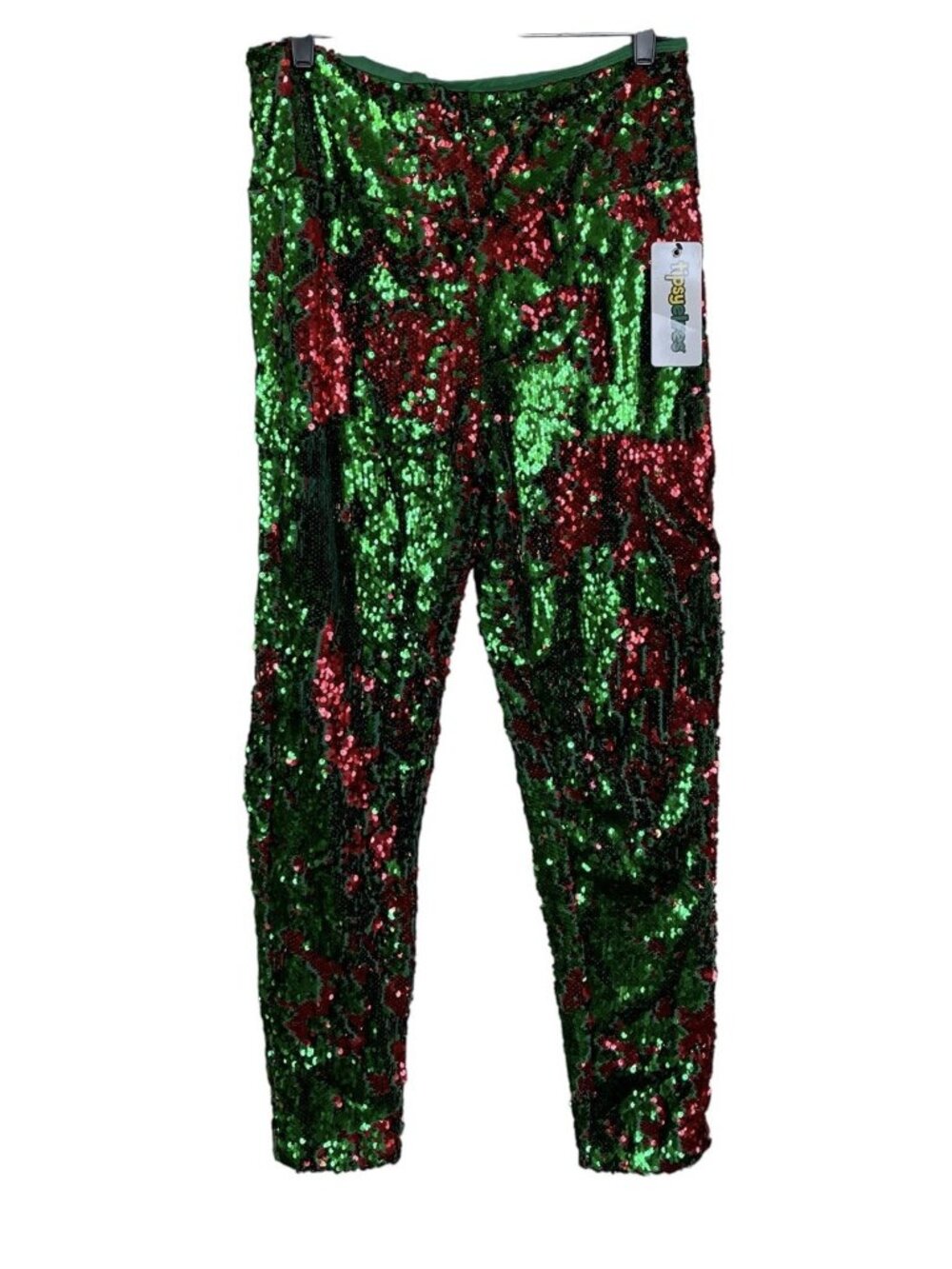 Tipsy Elves Festive Red/Green Sequin High Waisted Leggings Pants Size LARGE